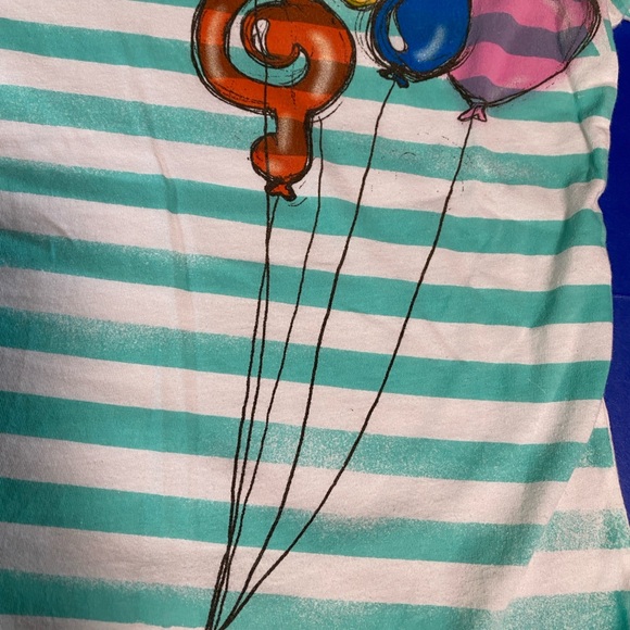 Bitter Sweet Casualty of Luxury Y2K Green/Cream Striped Tee Colorful Music Notes - Picture 3 of 5